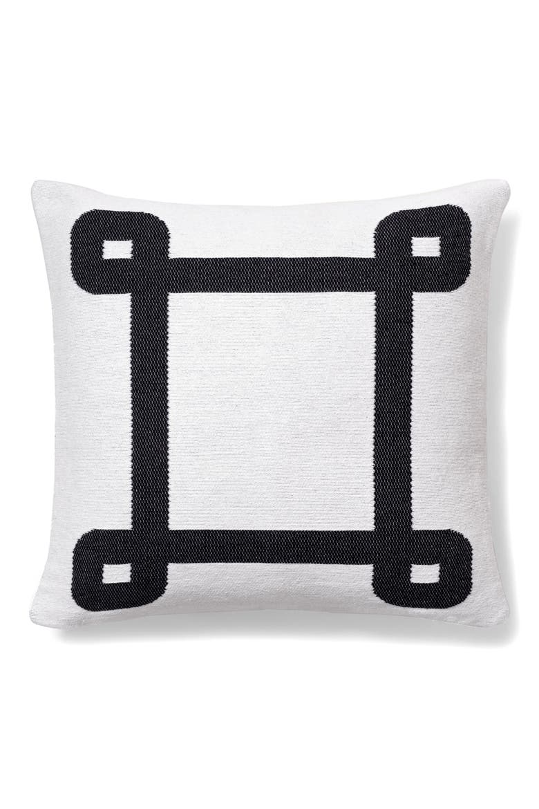 Geometric Border Decorative Pillow, Main, color, WHITE