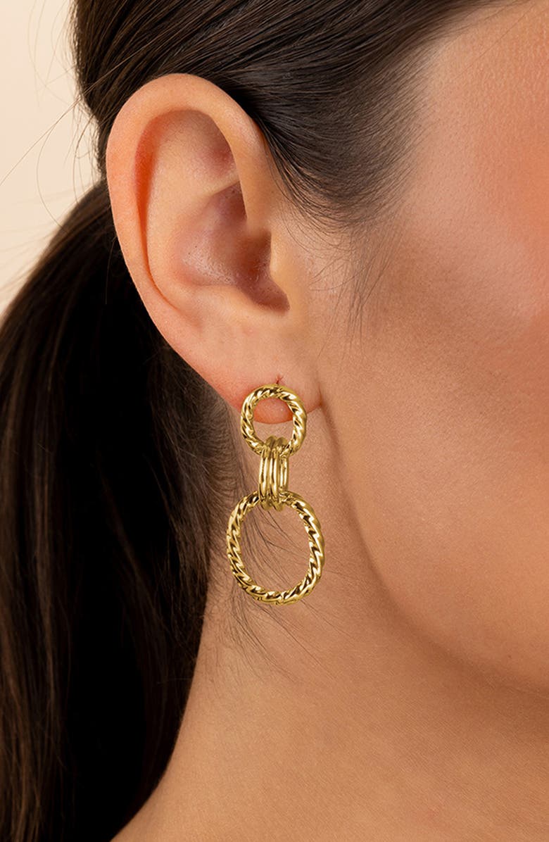 Sterling Forever Esther Oval Link Drop Earrings, Alternate, color, Gold