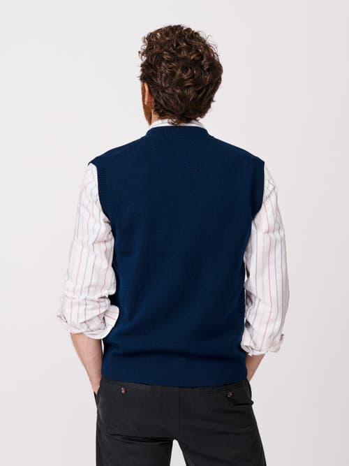 Aubin Portman 100% Wool Waistcoat In Blue