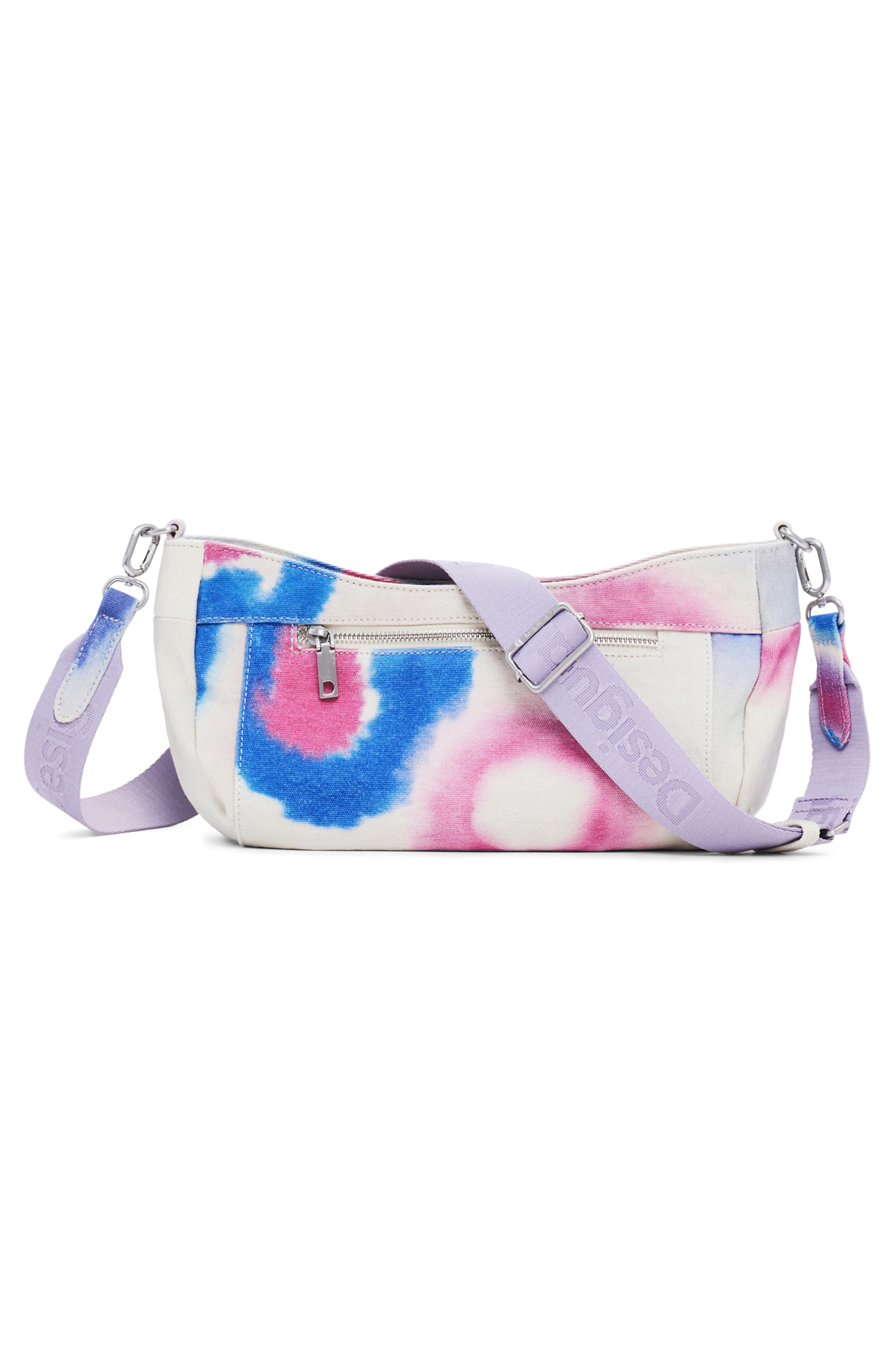 Desigual Print Canvas Shoulder Bag, Alternate, color, White