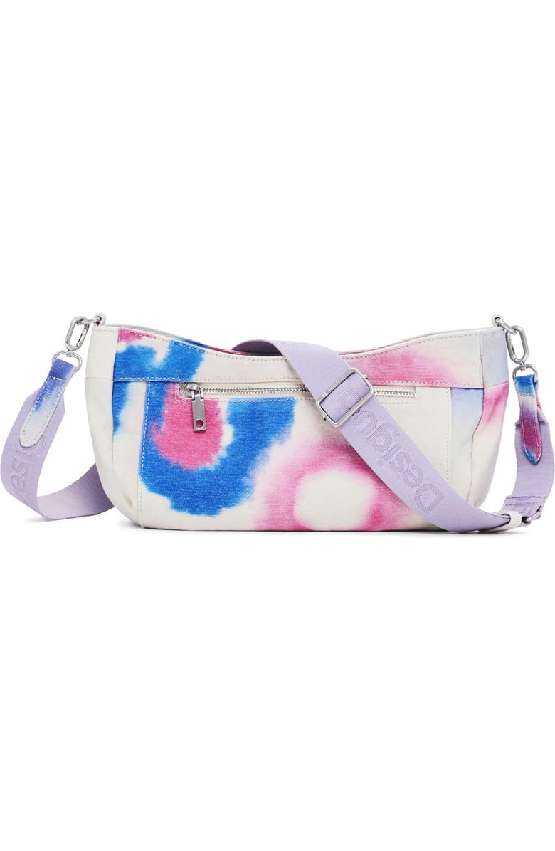 Desigual Print Canvas Shoulder Bag, Alternate, color, White