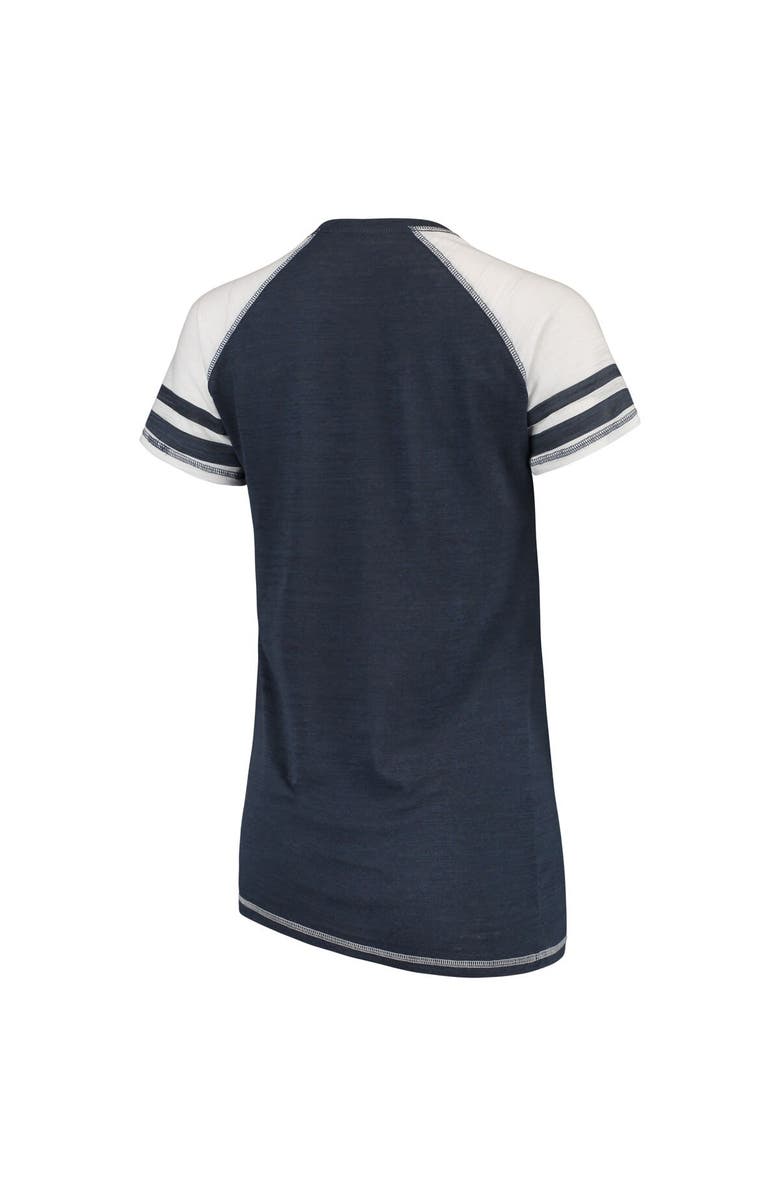 SOFT AS A GRAPE Women's Soft as a Grape Navy Detroit Tigers Color Block V-Neck T-Shirt, Alternate, color, 