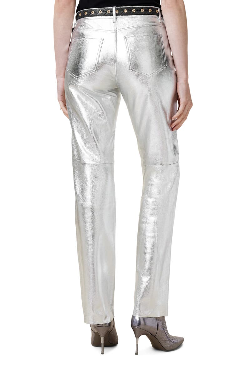 Saige Foil Leather Pants, Alternate, color, GUNMETAL