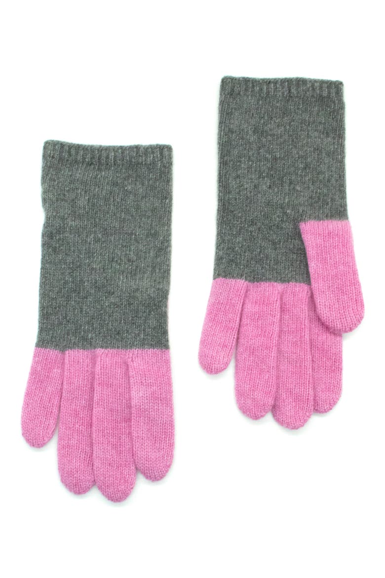 Colorblock Cashmere Gloves, Main, color, MEDIUM GREY/ BRYANT PINK