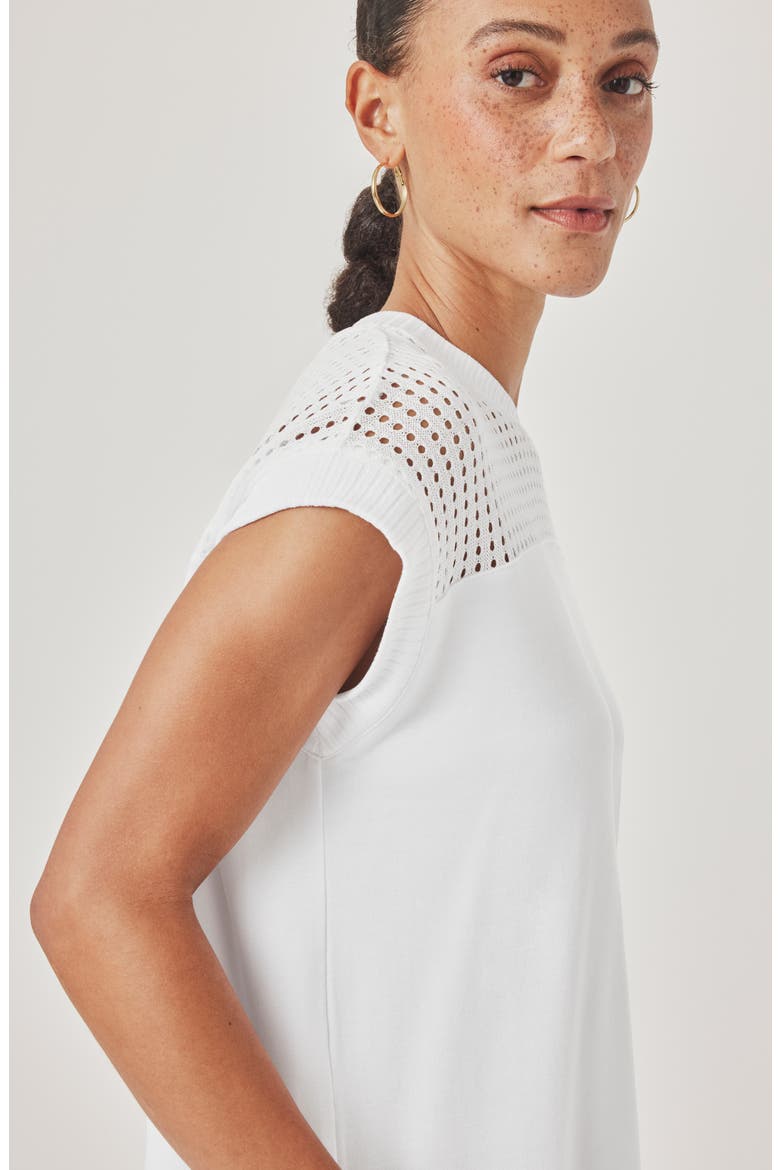 Jada Pointelle Cap Sleeve T-Shirt, Alternate, color, WHITE