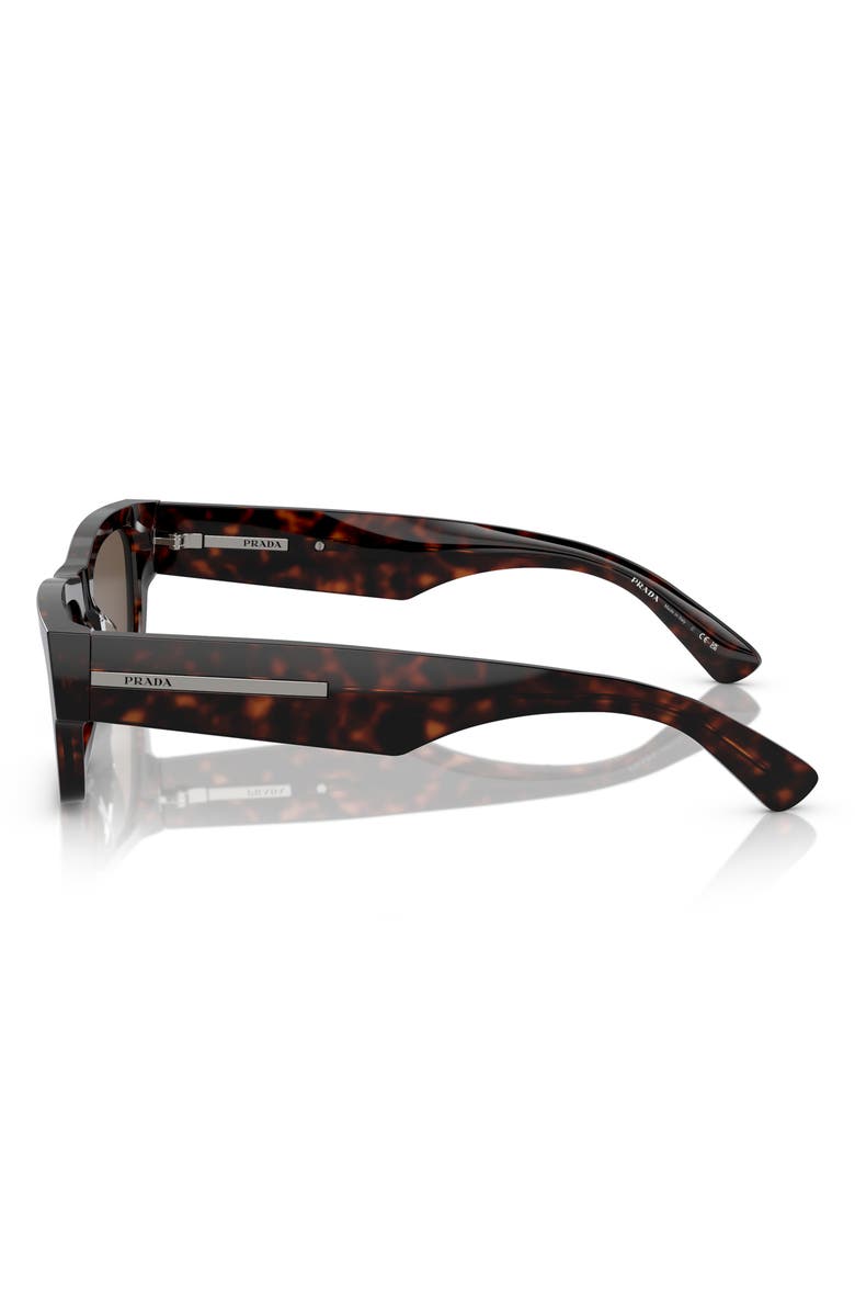 Prada 56mm Rectangular Polarized Sunglasses, Alternate, color, Havana