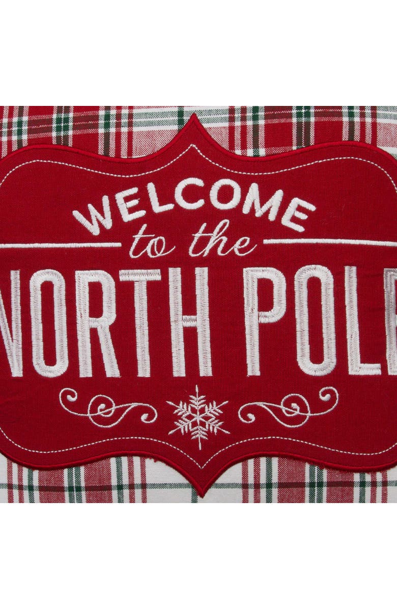 C&F Home Welcome North Pole Christmas Throw Pillow, 18" x 18", Alternate, color, Red