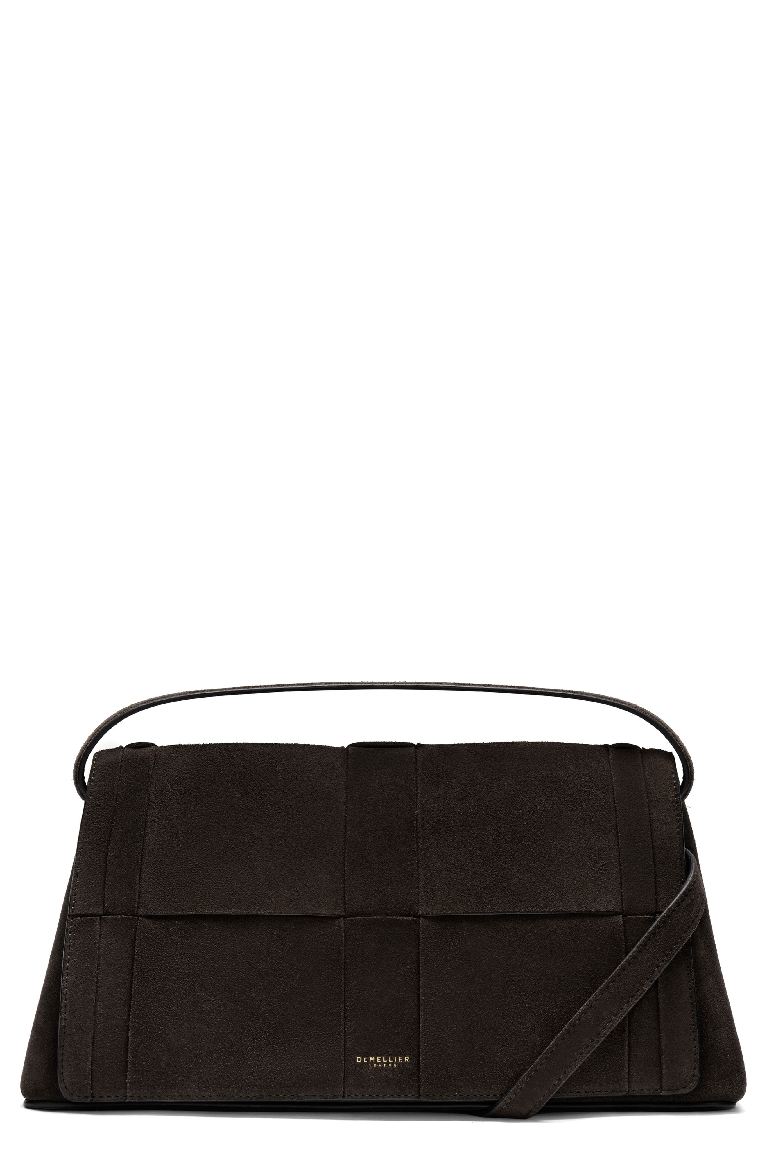 N134 The Florence Woven Suede Top Handle Bag, Main, color, DARK CHOCOLATE