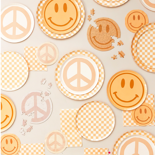 Jollity & Co Checkered Cocktail Napkins In Orange