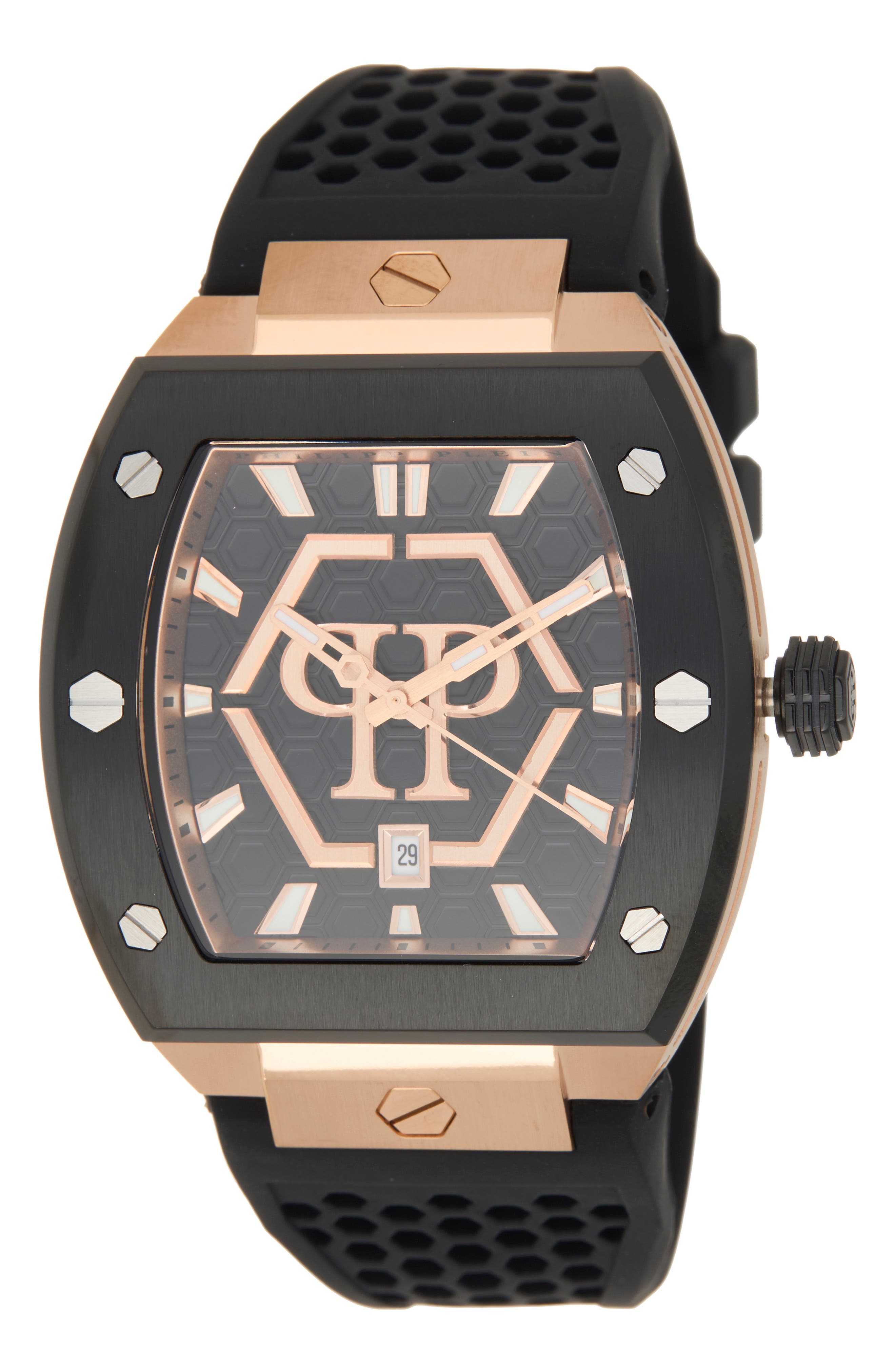 The Hexagon Phantom Silicone Strap Watch, 44mm