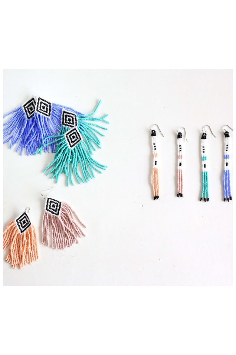 Sunset Embera Earrings, Alternate, color, Sunset