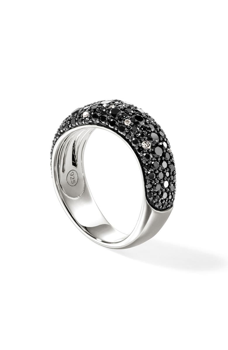 John Hardy Surf Ring, Sterling Silver, Black Sand Diamond Pavé, 8mm, Main, color, 