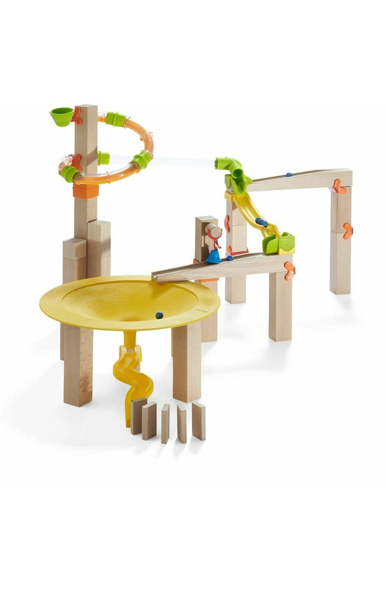 HABA Wooden Marble Run Ball Track Funnel Jungle Set, STEM Toy for 3-10 Year Olds, Wooden Marble Race Track with Adjustable Speed Tubes, Main, color, Multi