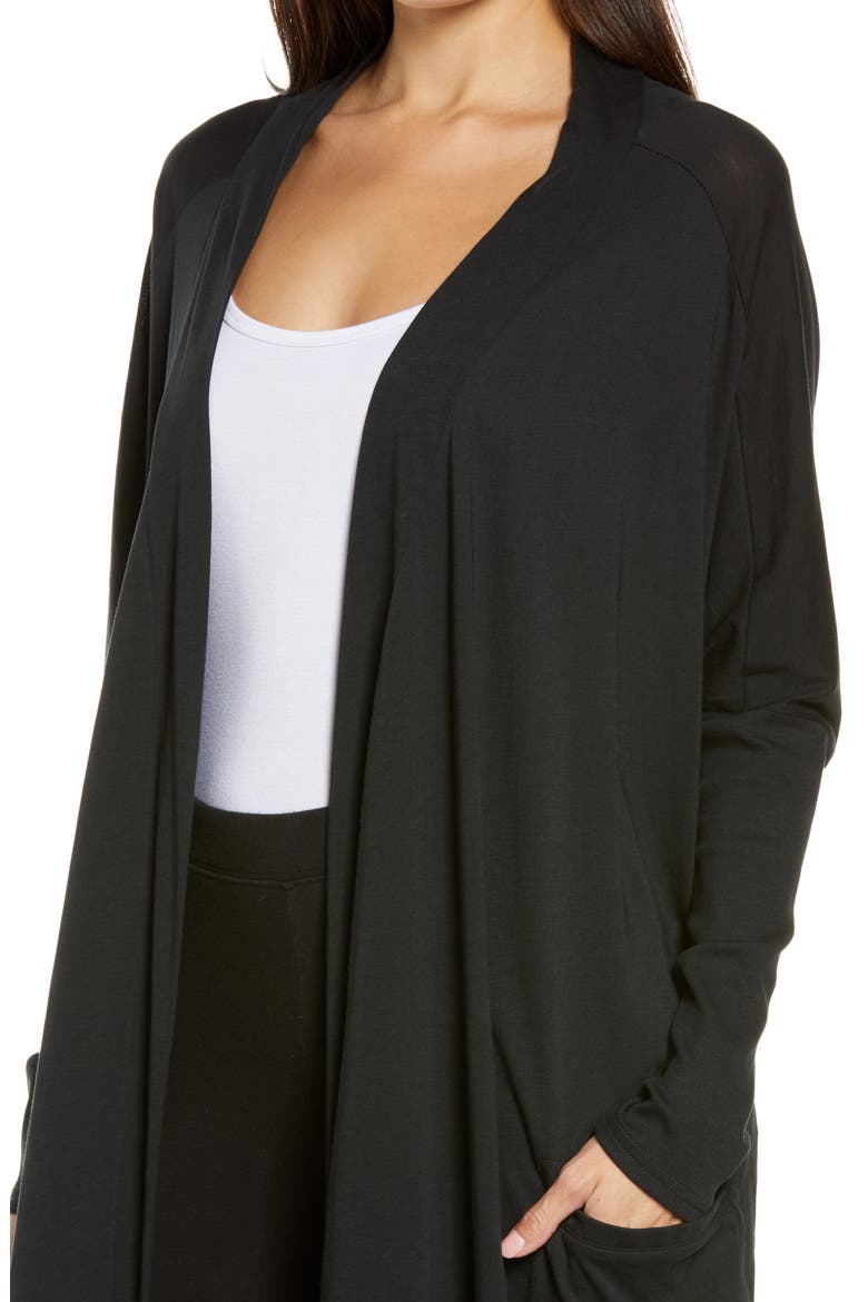 Organic Pima Cotton Long Cardigan, Alternate, color, IMMERSED BLACK