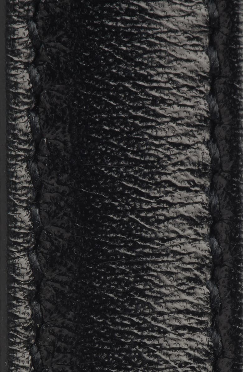 Saint Laurent Monogram Keeper Leather Skinny Belt, Alternate, color, Nero