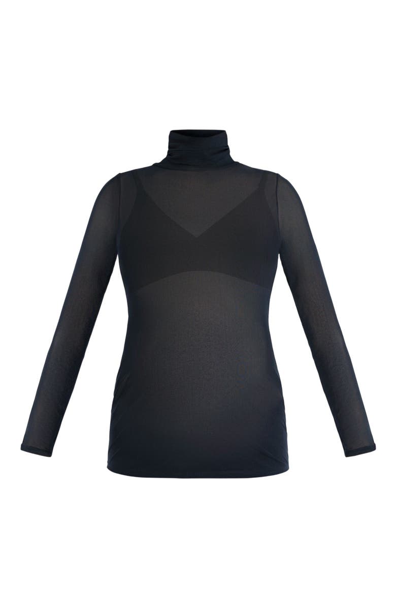 MOTHERHOOD MATERNITY Long Sleeve Bodycon Mesh Maternity Top, Alternate, color, Black