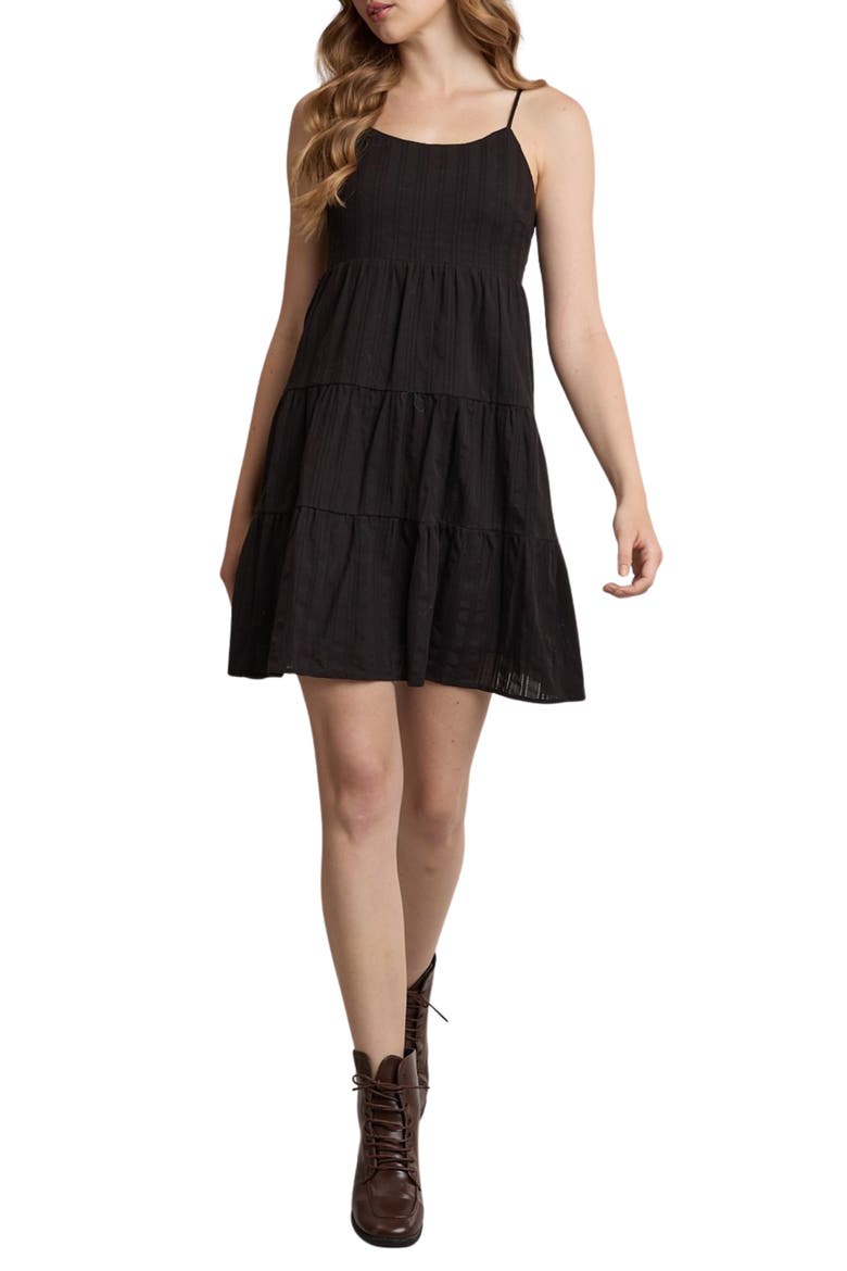 Spaghetti Strap Cotton Minidress, Main, color, BLACK