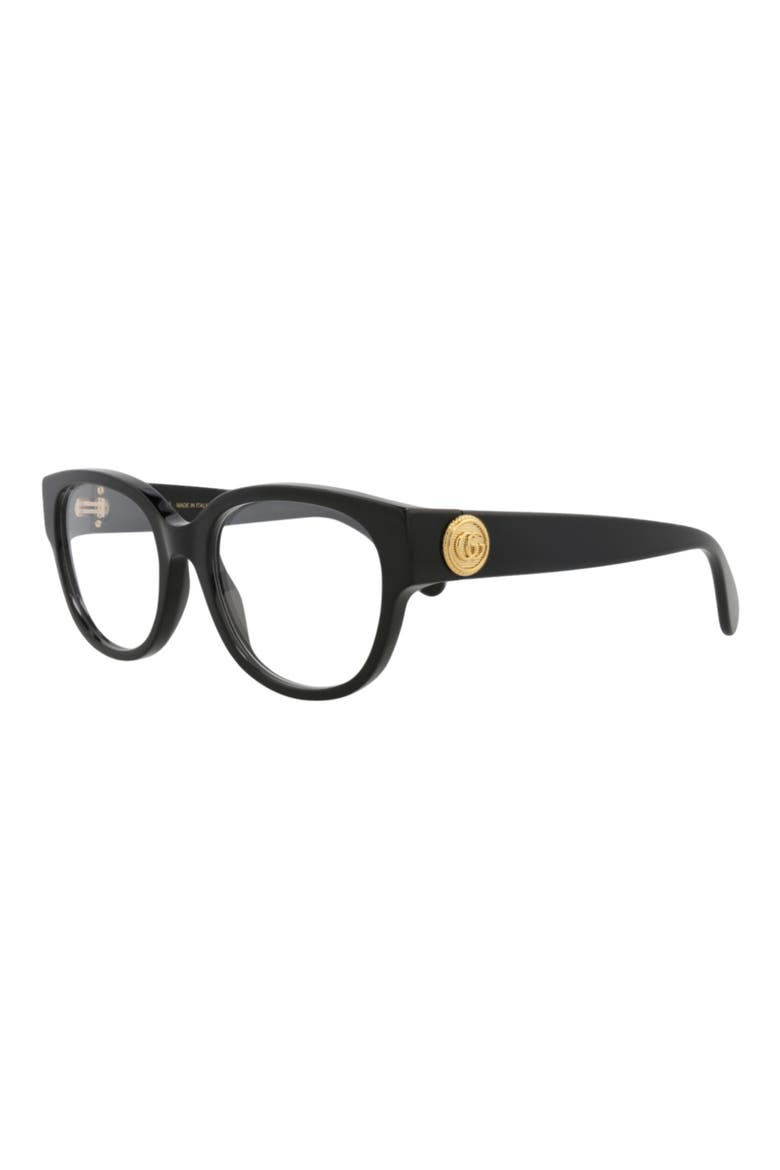53mm Oval Optical Glasses, Alternate, color, BLACK BLACK TRANSPARENT