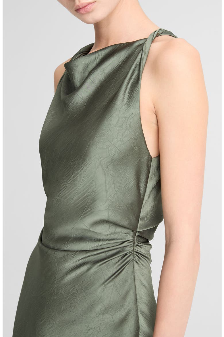 Twist Strap Textured Satin Maxi Dress, Alternate, color, PINE GROVE