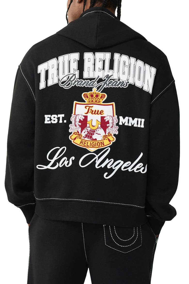 Crest Big T Boxy Zip-Up Hoodie, Alternate, color, JET BLACK