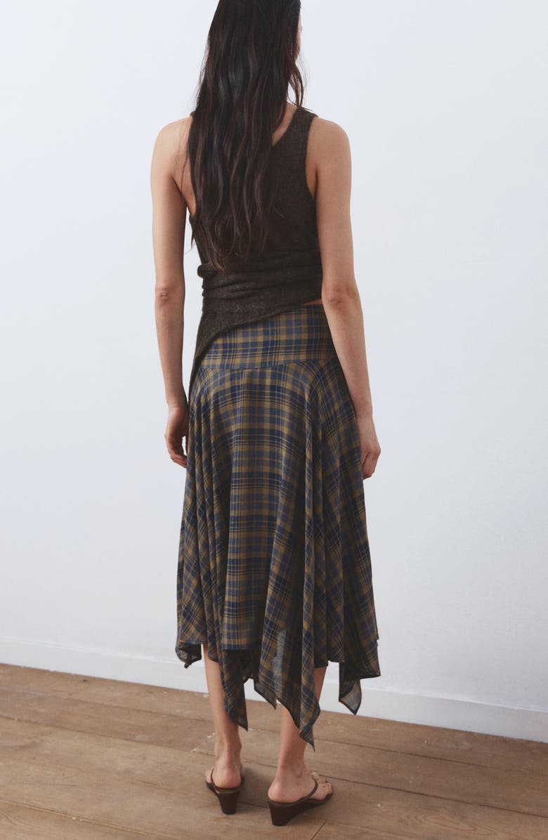 MANGO Falda Pika Check Midi Skirt, Alternate, color, Brown