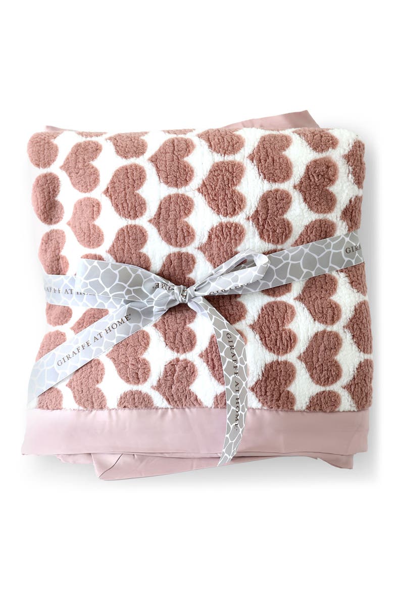 Chenille Heart Throw Blanket, Main, color, DUSTY PINK