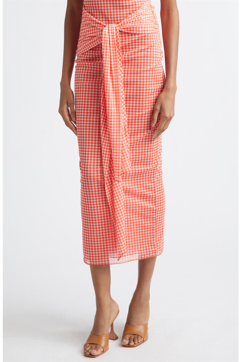 Wylie Tie Front Gingham Midi Dress, Alternate, color, GINGHAM