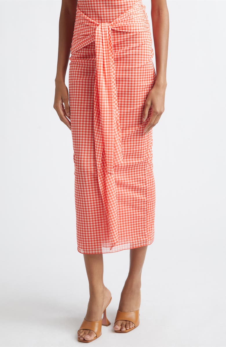 Toccin Wylie Tie Front Gingham Midi Dress, Alternate, color,