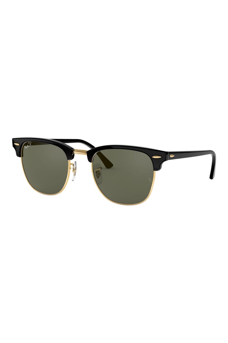 Clubmaster 55mm Polarized Sunglasses, Alternate, color, BLACK