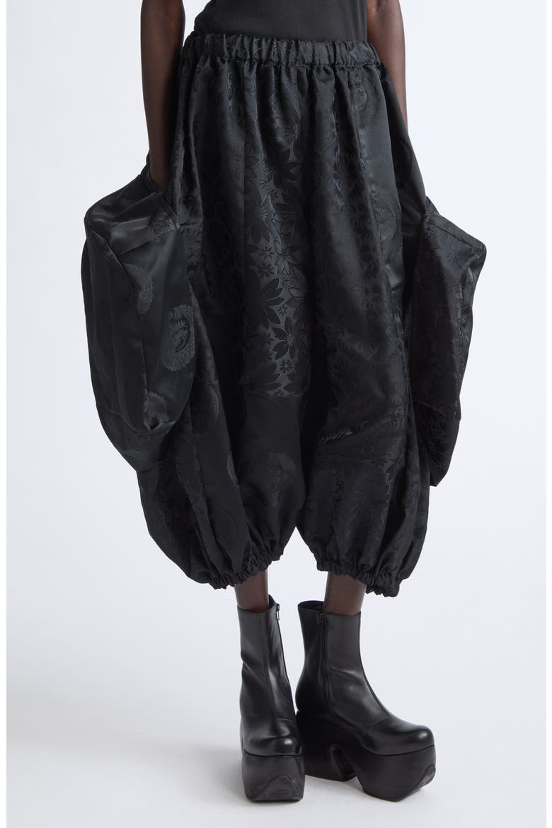 Floral Jacquard Wide Leg Pants, Alternate, color, BLACK X BLACK X BLACK
