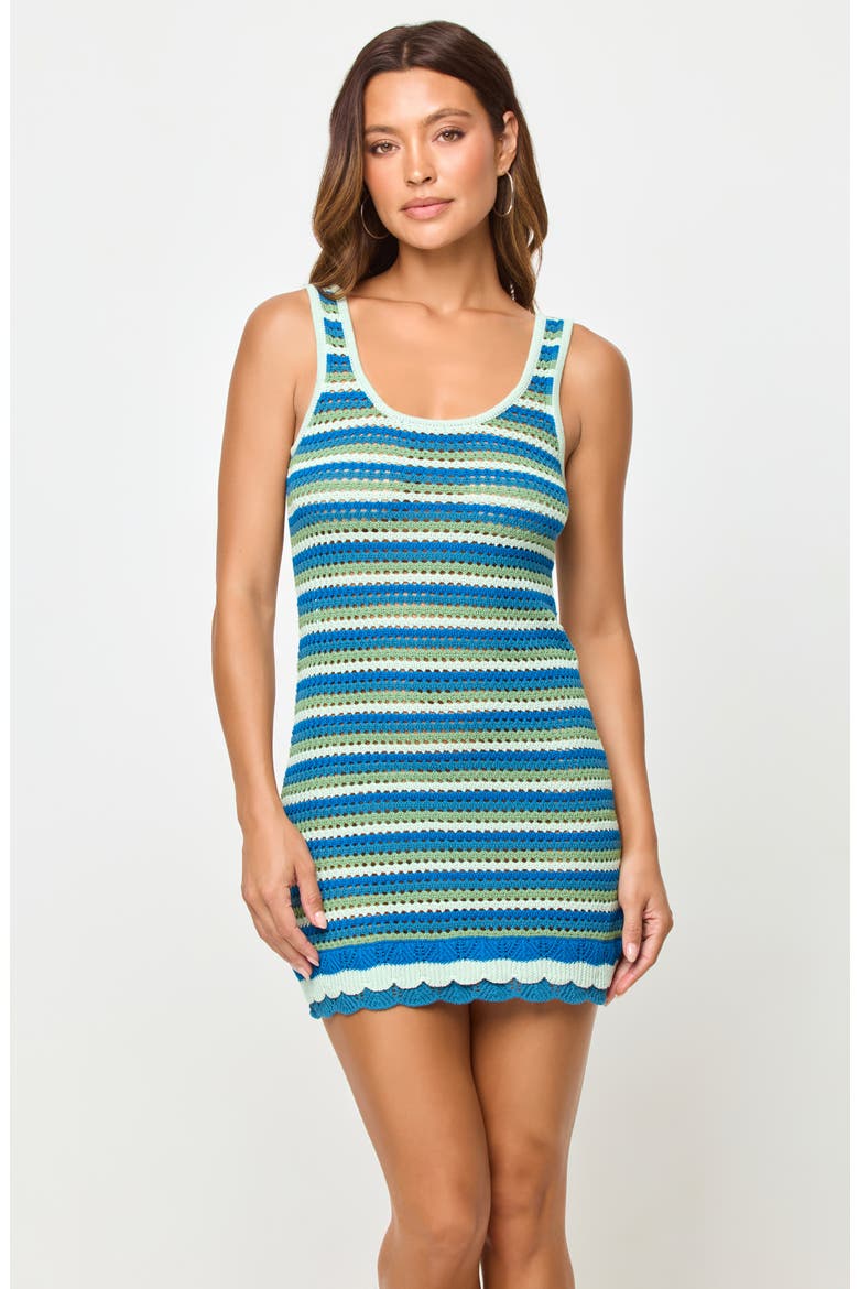 Seas the Day Crochet Minidress Cover-Up, Alternate, color, TROPICOAST STRIPE