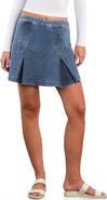 Wash Lab Denim Cascade Pleat Denim Miniskirt
