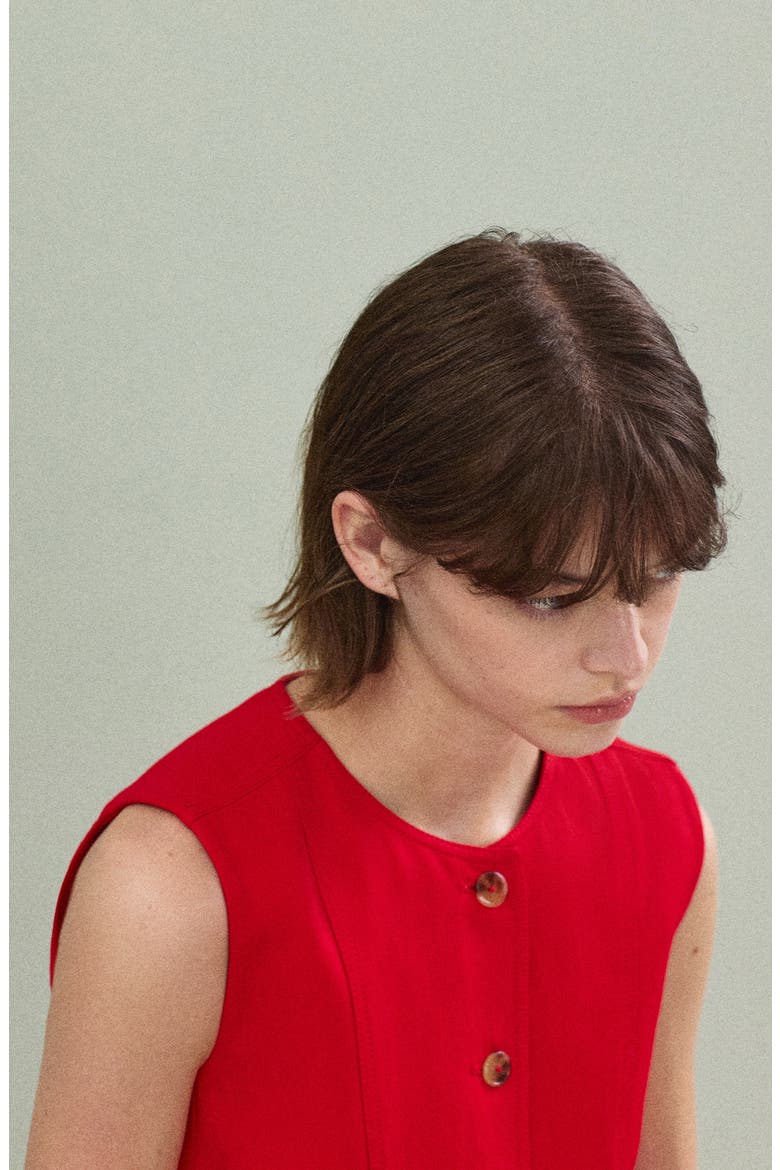 Button Vest, Alternate, color, RED