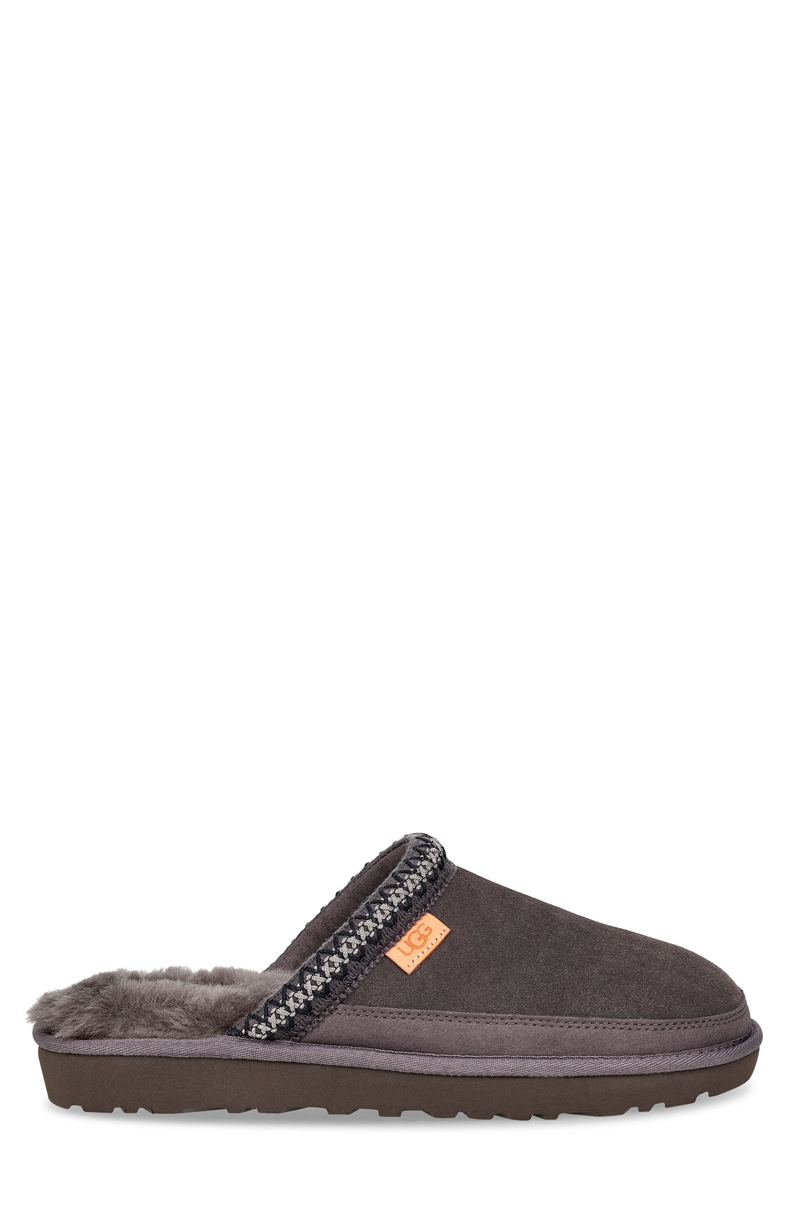 Tasman Genuine Shearling Slipper, Alternate, color, DARK GREY