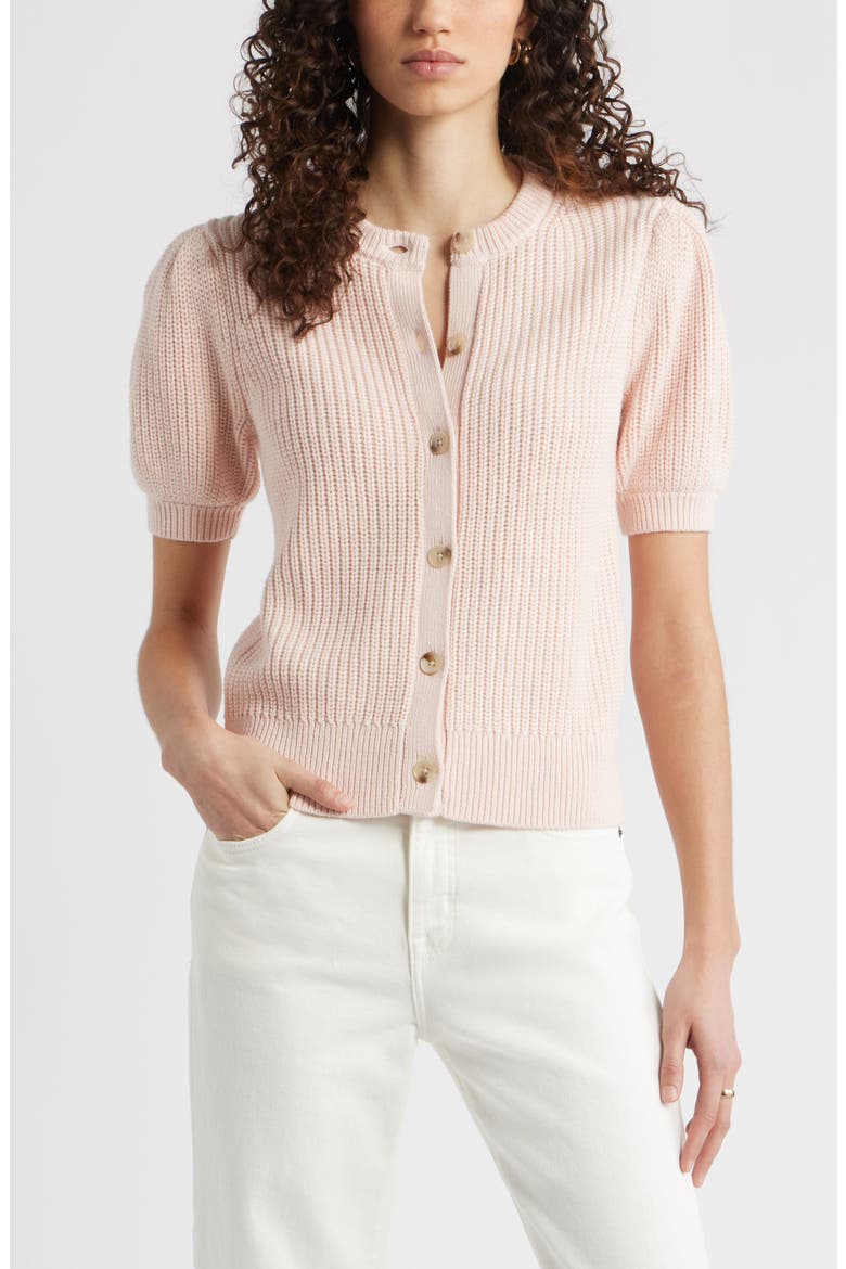 Elbow Sleeve Cardigan, Main, color, PINK WISP