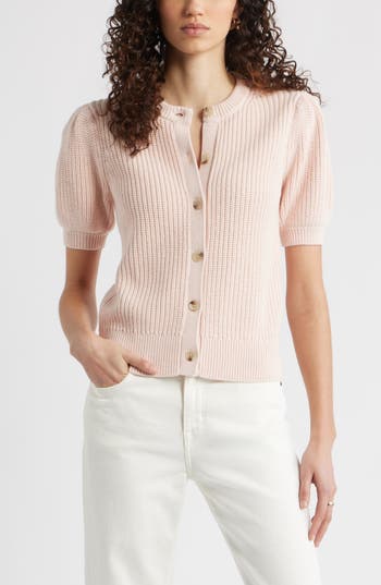 Nordstrom Elbow Sleeve Cardigan in Pink Wisp at Nordstrom Rack, Size Medium