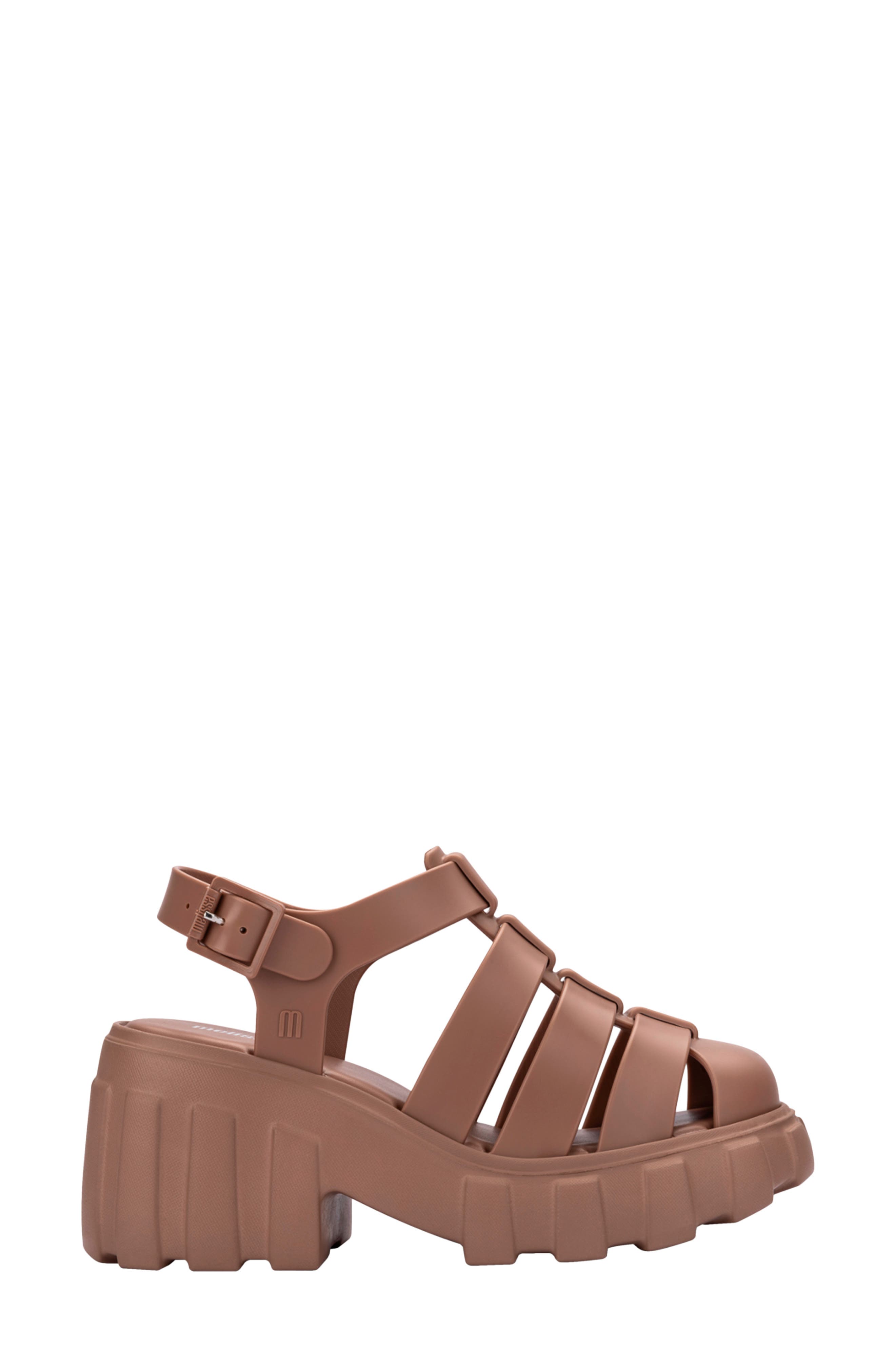 Megan Platform Fisherman Sandal, Alternate, color, BROWN