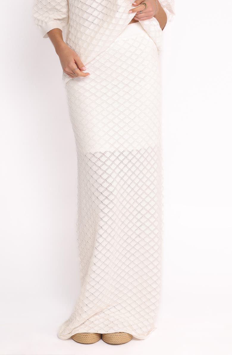 Petal & Pup Meera Pointelle Knit Maxi Skirt, Main, color, White