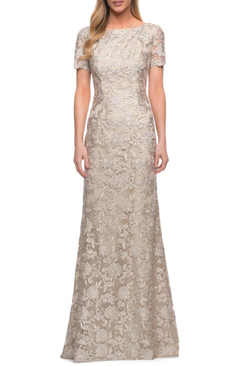 Beautiful Lace Mother of the Bride Dress with Short Sleeves