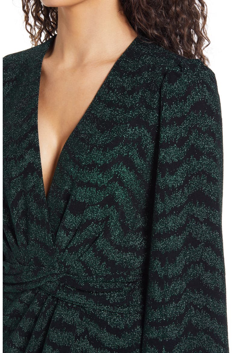 Camila Plunge Neck Long Sleeve Midi Dress, Alternate, color, EMERALD
