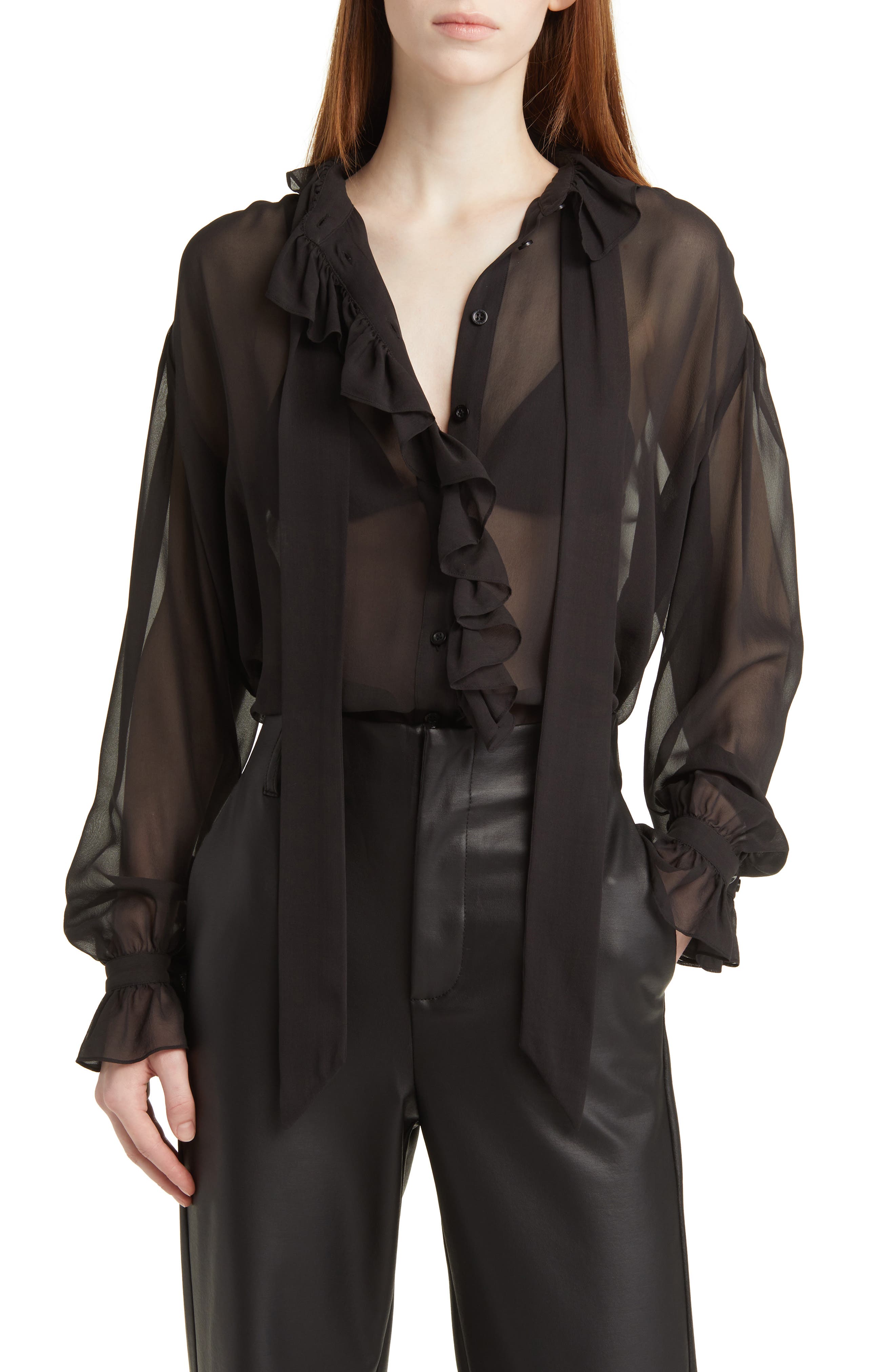 silk ruffle shirt
