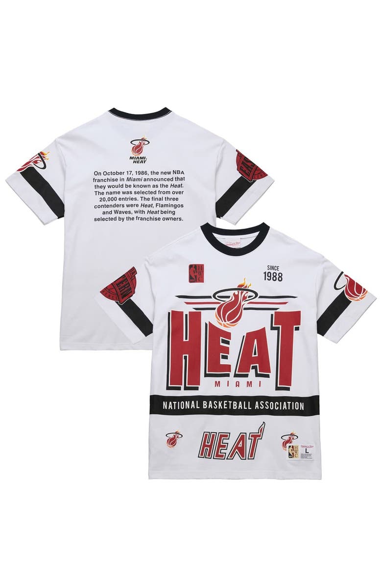 Mitchell & Ness Unisex Mitchell & Ness White Miami Heat Hardwood Classics Vintage Team Origins Premium T-Shirt, Main, color, White