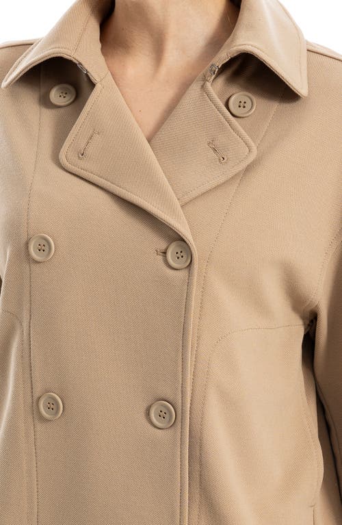 Max Studio Double Breasted Knit Twill Jacket In Khaki