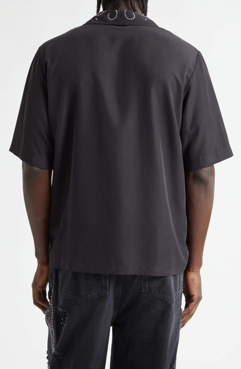 AMIRI Studded Camp Shirt, Alternate, color, Black