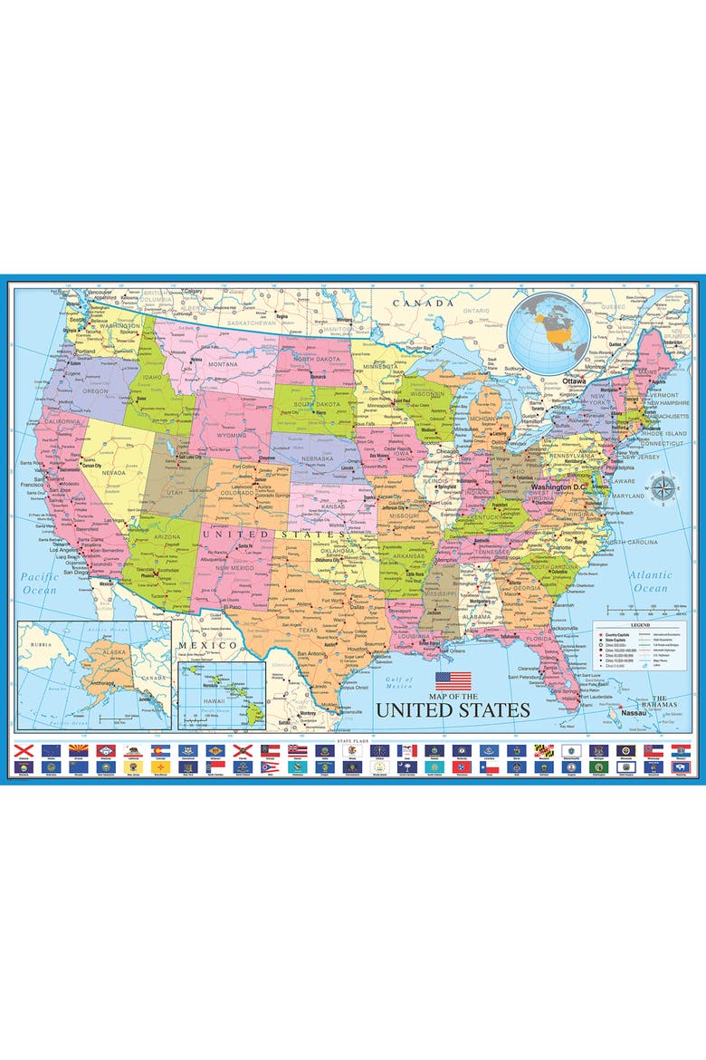 Map of The United States Puzzle, 1000 Pieces, Alternate, color, Multicolored