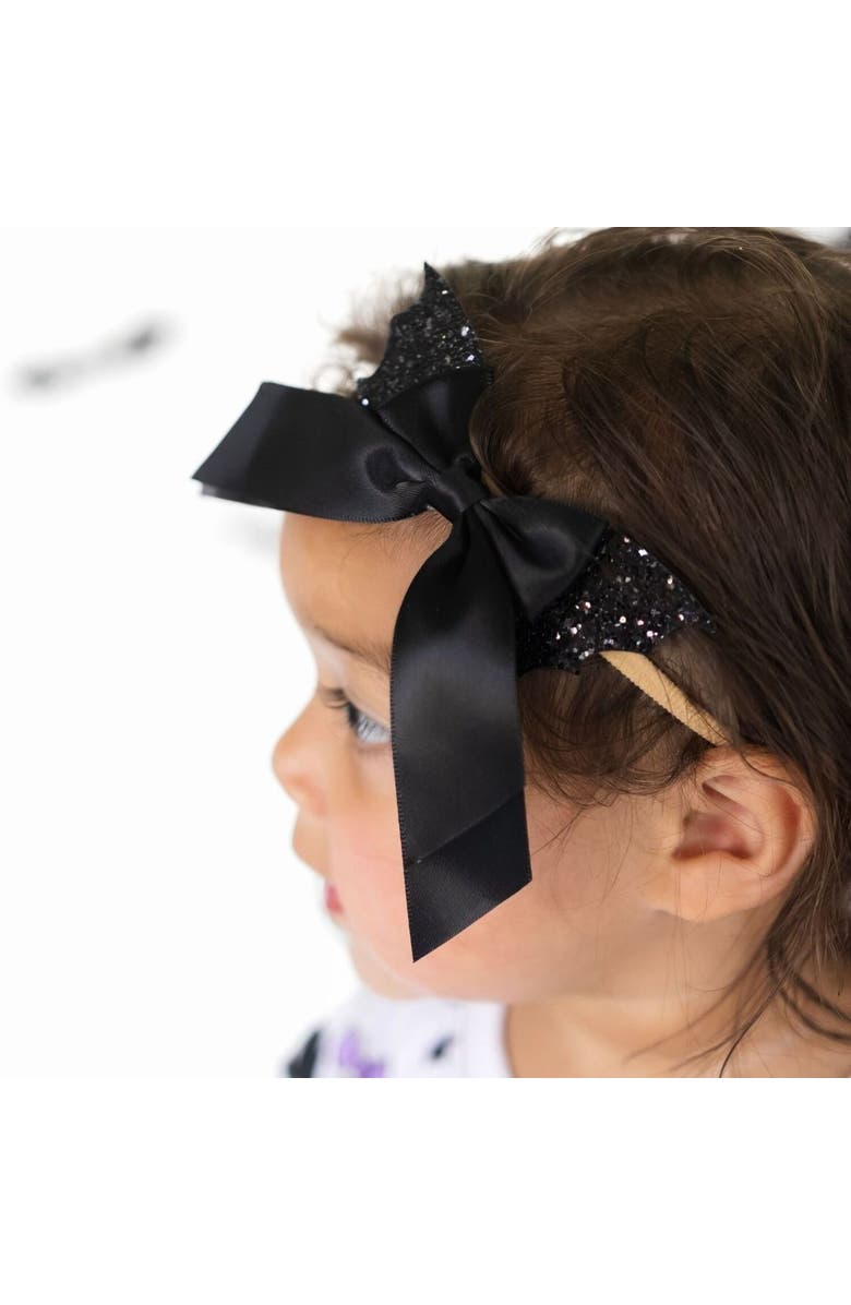 Sweet Wink Glitter Bat Halloween Bow Baby Headband, Alternate, color, 
