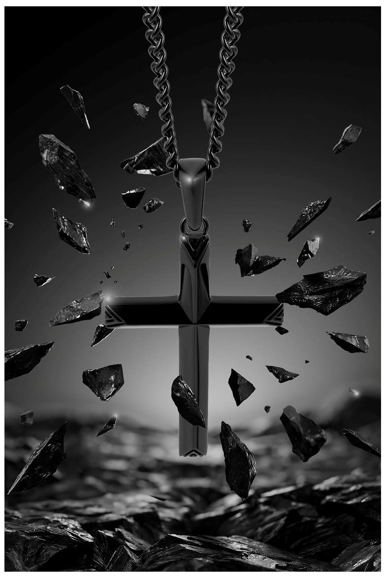 Cross Pendant Necklace, Alternate, color, BLACK