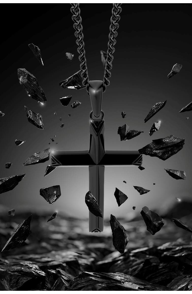 Vincero Cross Pendant Necklace, Alternate, color, Black