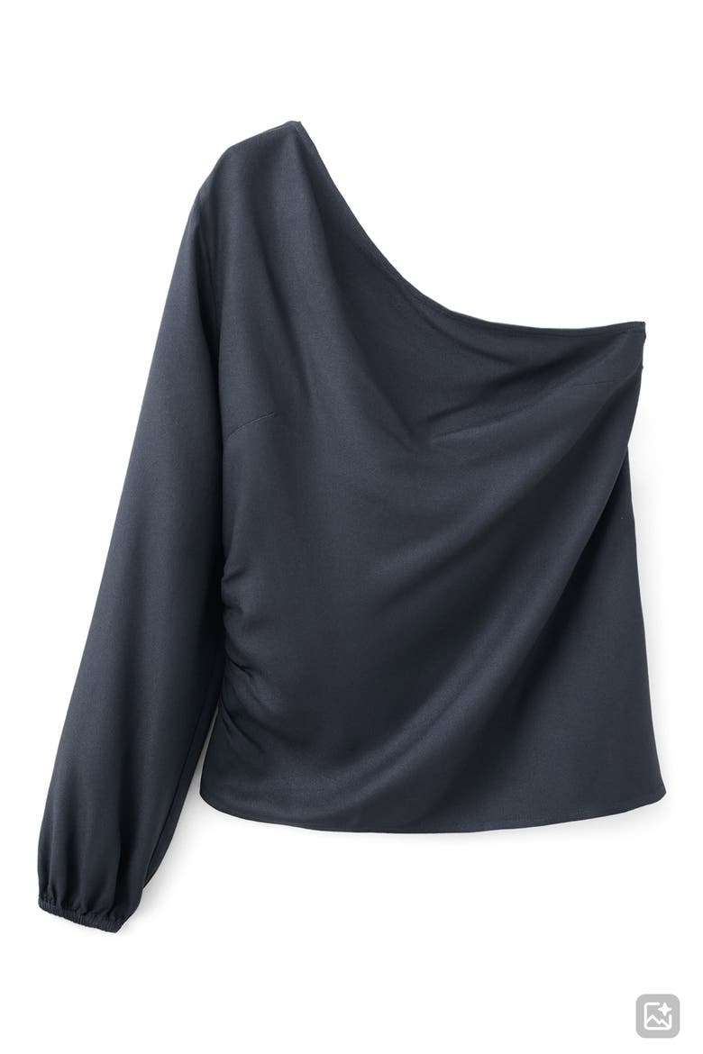 Asymmetric Ruched One-Shoulder Top, Alternate, color, NAVY