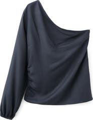 MANGO TEEN Asymmetric Ruched One-Shoulder Top